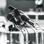 Press conference microphones