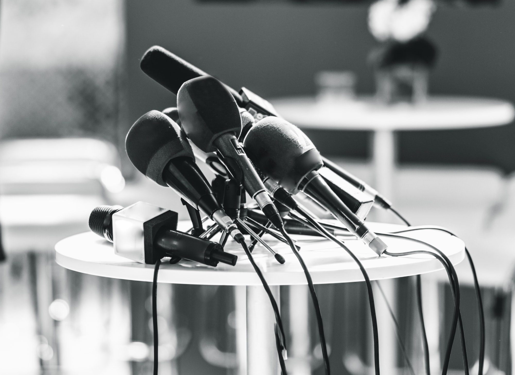 Press conference microphones